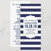 Programmes de mariage chic Marine et Blancs (Devant / Derrière)