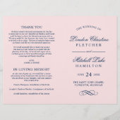 Programmes de mariage classiques élégants rose et (Devant)