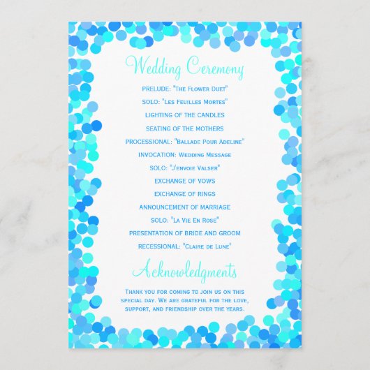 Programmes de mariage Confetti (Dos)