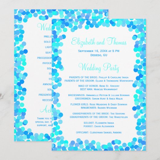 Programmes de mariage Confetti (Devant / Derrière)
