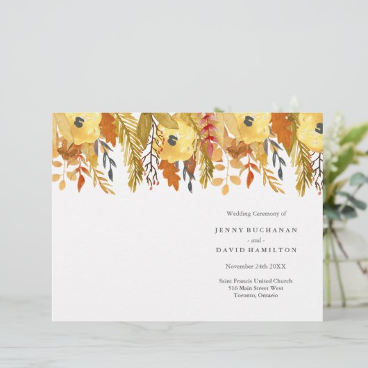 Programmes de Mariage de automne aquarelle (Debout devant)