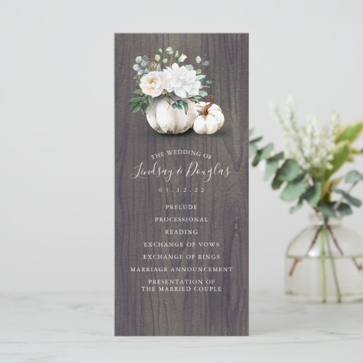 Programmes de Mariage de automne Citrouille Floral (Debout devant)