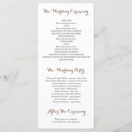 Programmes de mariage de automne d'aquarelle de fl (Dos)