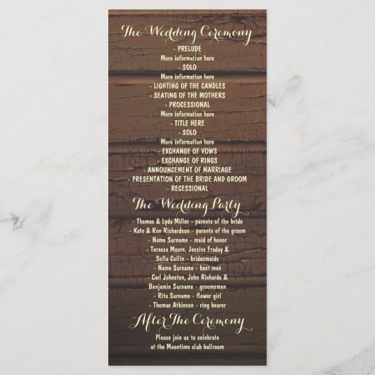 Programmes de Mariage de automne de pot de mason r (Dos)