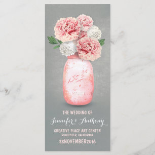 Programmes de mariage de bocal de mason peint