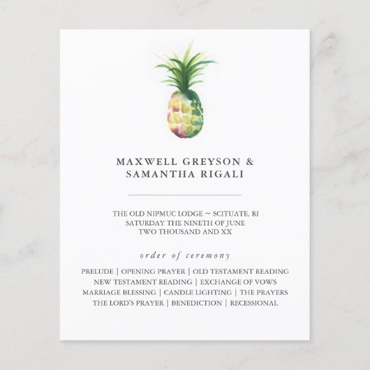 Programmes de mariage de destination Aquarelle Ana (Devant)