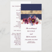 Programmes de mariage de la marine de Bourgogne et (Devant / Derrière)