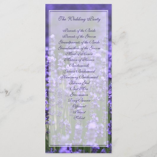 Programmes de mariage de lavande personnalisés Car (Dos)