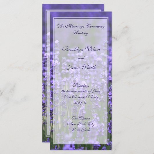 Programmes de mariage de lavande personnalisés Car (Devant / Derrière)