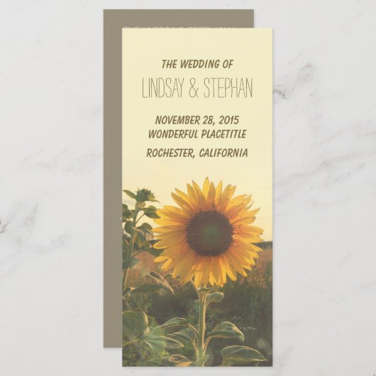 programmes de mariage de tournesol (Devant / Derrière)