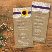 Programmes de mariage de tournesol Kraft, dentelle