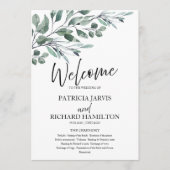 Programmes de mariage de verdure de feuilles d'euc (Devant)