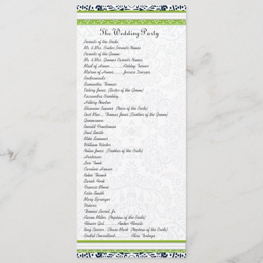 Programmes de mariage des Inséparables de la Marin (Dos)