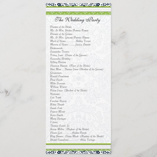 Programmes de mariage des Inséparables de la Marin (Dos)