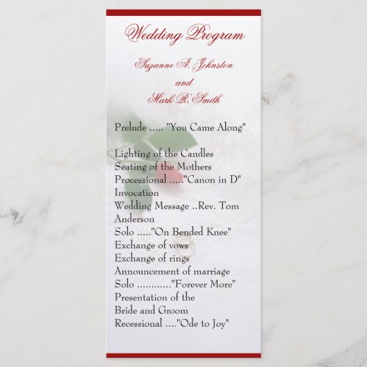 Programmes de mariage des roses (Devant)