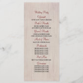 Programmes de mariage des roses rouges et des tour (Dos)