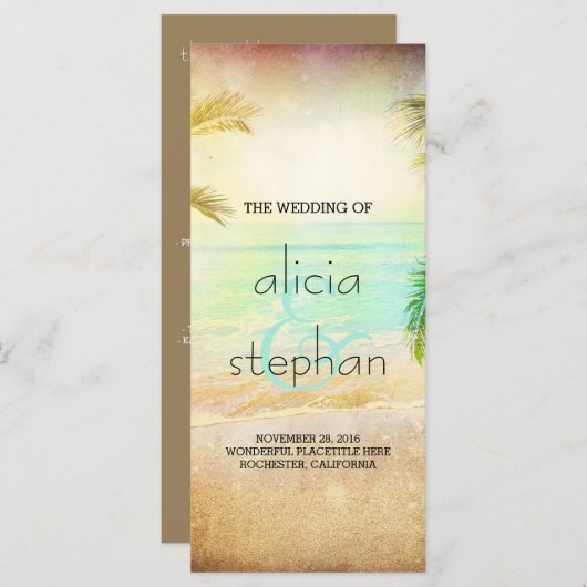 Programmes de mariage du coucher du soleil sur la (Devant / Derrière)