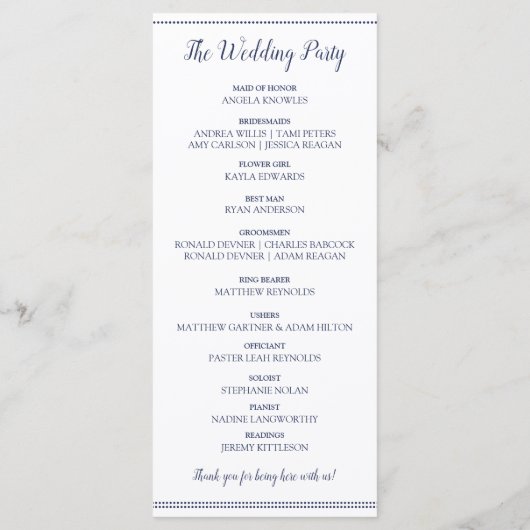 Programmes de mariage - Elégant Marine Blue Vines (Dos)