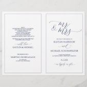 Programmes de mariage élégant Script maigre Marine (Devant)
