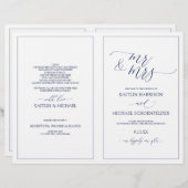 Programmes de mariage élégant Script maigre Marine (Devant / Derrière)
