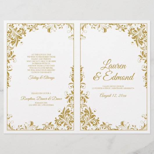 Programmes de mariage élégants vintage avec vignes (Devant)