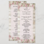 Programmes de mariage en bois avec des roses rusti (Devant / Derrière)