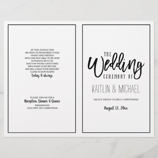 Programmes de mariage en calligraphie au pinceau - (Devant)