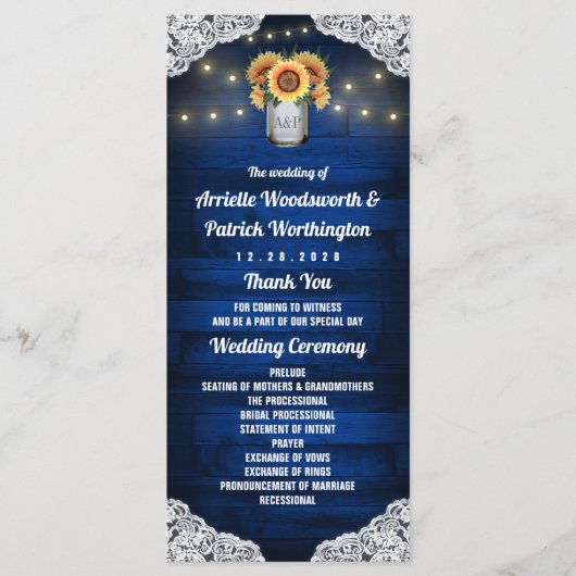 Programmes de mariage en jarre de maçon en bois de (Devant)