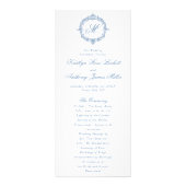 Programmes de mariage en toile de Jouy bleue vinta (Devant)