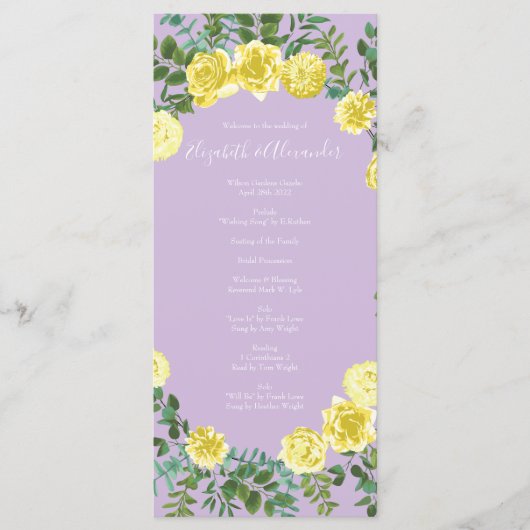Programmes de mariage Fleur de lilas jaune clair R (Devant)