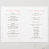 Programmes de mariage Fleur de Pivoine Rose et Or (Dos)