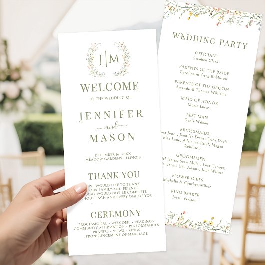 Programmes de mariage Fleurs de prairie sauvage co