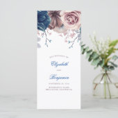 Programmes de mariage floral bleu marine et mauve (Debout devant)