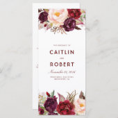 Programmes de mariage floral de Bourgogne (Devant / Derrière)