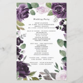 Programmes de mariage floral élégant violet et arg (Dos)