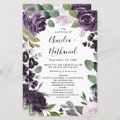 Programmes de mariage floral élégant violet et arg (Devant / Derrière)