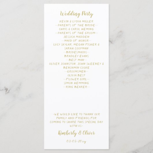 Programmes de mariage floral marsala blush et or (Dos)