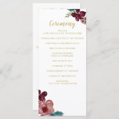 Programmes de mariage floral marsala blush et or (Devant / Derrière)
