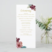 Programmes de mariage floral marsala blush et or (Debout devant)