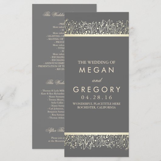 Programmes de mariage floral pour bébé (Devant / Derrière)