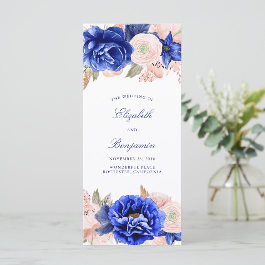 Programmes de mariage floral rose et marine (Debout devant)