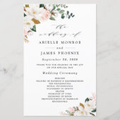 Programmes de mariage floral rose et or blanc (Devant)