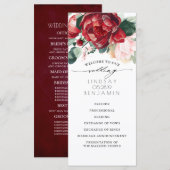 Programmes de mariage floral rouge et rose de Bour (Devant / Derrière)