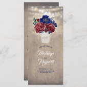 Programmes de mariage floral rustique de la marine (Devant / Derrière)