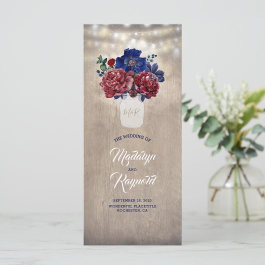 Programmes de mariage floral rustique de la marine (Debout devant)