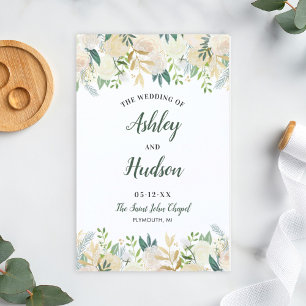 Programmes de mariage floral vert et or