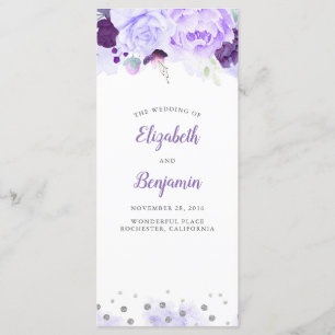 Programmes de mariage floral violet et argenté