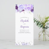 Programmes de mariage floral violet et argenté (Debout devant)