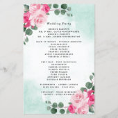 Programmes de mariage floraux aquarelle rose et ve (Dos)