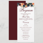 Programmes de mariage floraux en bordeaux or et ma (Devant / Derrière)